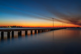 Fototapeta Pomosty - Smoky sunset at Como Jetty, Perth Australia. Hot Summer Night. Reflections. 