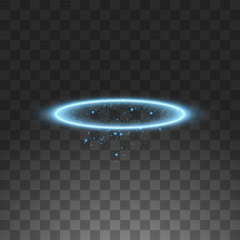 Blue Halo Angel Ring. Isolated On Black Transparent Background, Vector Illustration