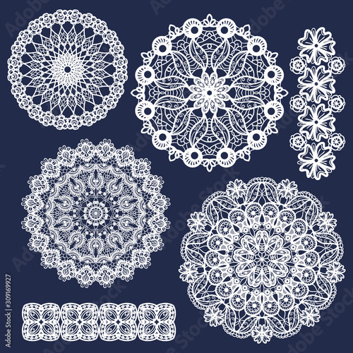 Fotografía Set of vector lace round ornaments and patterns
