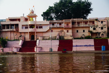 ujjain- m.p.- india- 9 november 2019, temple on the bank of river