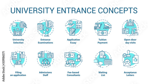 Fotomural University entrance concept icons set
