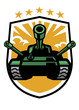 military tank mascot in the shield format
