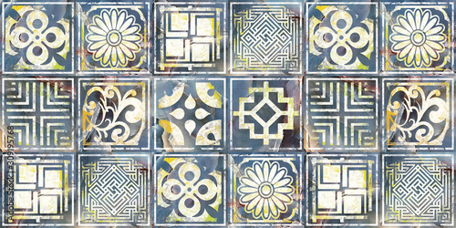 Naklejka dekoracyjna Digital kitchen or washroom wall tile, wallpaper & background in multi colors.	