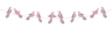 Romantic Decorative Love-birds On Wire Garland Isolated On White Background