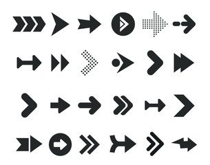 Poster - Arrows big black set icons. Arrow icon. Arrow vector collection. Arrow. Cursor. Modern simple arrows. Vector illustration