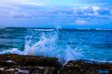 Wave breaking on the rock