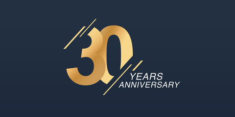 Wall Mural - 30 years anniversary vector icon, logo. Graphic design element with golden number