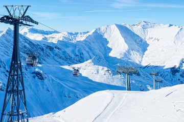 Wall Mural - Cable cars on Hintertux Glacier ski resort of Austria