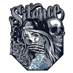 Sticker - Chicano tattoo style concept