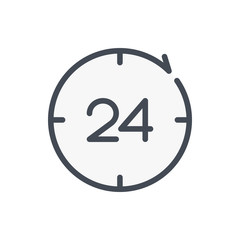 Poster - 24 hours support service color line icon. refresh clock and watch with 24 vector outline colorful si