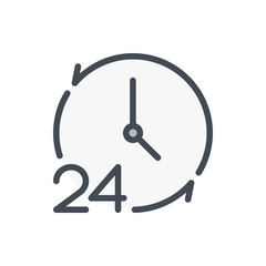 Poster - repeat time with 24 color line icon. update clock and watch vector outline colorful sign.