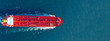 © aerial-drone - Aerial drone ultra wide panoramic photo of industrial fuel and petrochemical tanker cruising open ocean deep blue sea
