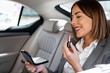© Milana - Beautiful young businesswoman is fixing make up in the car
