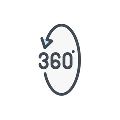Poster - Vertical 360 degree rotation color line icon. Angel 360 degree vector outline colorful sign.