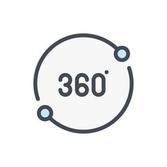 Poster - 360 degree rotation color line icon. Virtual reality 360 angle vector outline colorful sign.