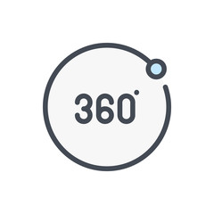 Poster - 360 degree rotation color line icon. Virtual reality 360 angle vector outline colorful sign.