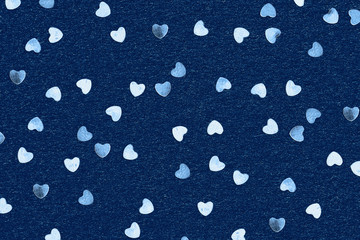 Sticker - Classic blue shiny heart confetti background. Year 2020 new color