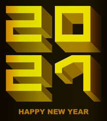 Wall Mural - Happy New Year 2021 - greeting card, invitation, flyer, poster - golden cubic font numbers - vector