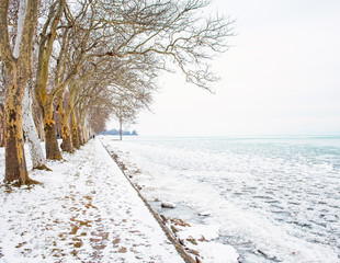 Wall Mural - Nice winter scene at lake Balaton