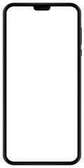 Leinwandbilder - Brand new smartphone black color with blank screen isolated on white background mockup. Front view of modern android multimedia mobile phone easy to edit and put your image or text.