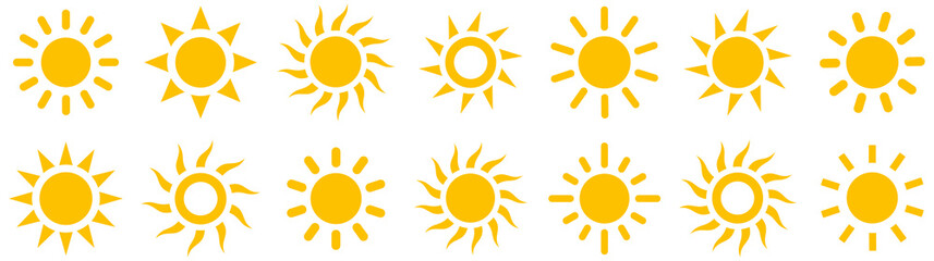 Sun simple icons collection. Vector illustration