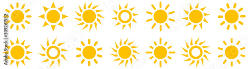 Fotografía Sun simple icons collection. Vector illustration