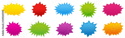 Cuadros en Lienzo Starburst coloured speech bubbles collection. Vector