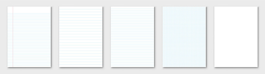 Wall Mural - blank sheet of paper. lined paper set. vector