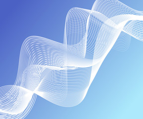Wall Mural - white thin lines on light blue gradient background. abstract striped with waves pattern. vector illu