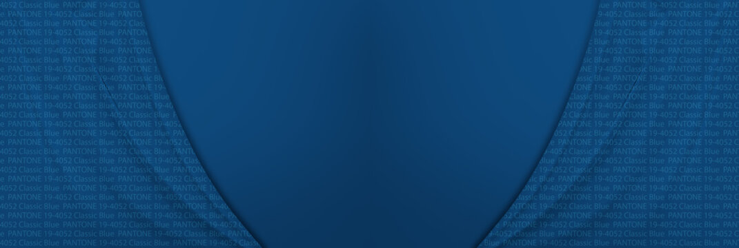 Die Farbe des Jahres 2020, Classic Blue, Vorhang in Form eines Banners.