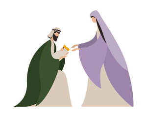 Sticker - Virgin mary joseph and baby jesus vector design