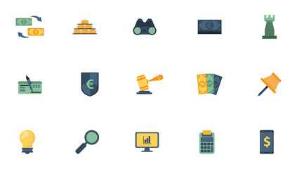 bundle of business set icons