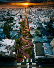 Aerial view of Lombard Street in San Francisco
