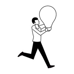 Poster - man with light bulb on white background