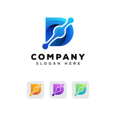 Leinwandbilder - letter D tech logo design vector template