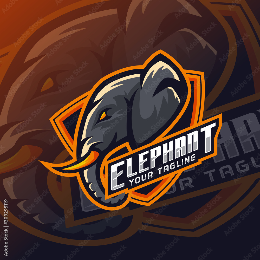 Esports mascot head elephant logo design template Stock Vector | Adobe ...