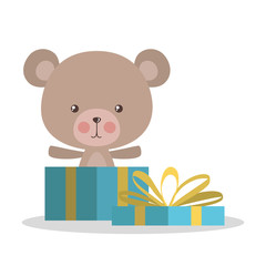 Poster - Cute bear cartoon and gift vector design