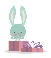 Poster - Cute rabbit cartoon and gift vector design
