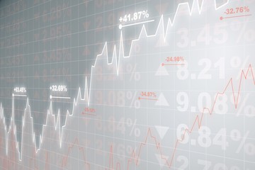 Poster - Bright financial chart background, trading concept. 3D Rendering