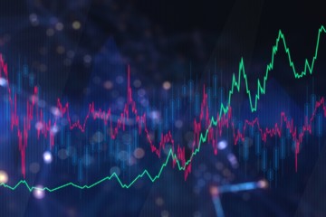 Poster - Trading concept with financial chart and blurry background. 3D Rendering