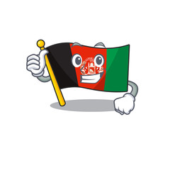 Sticker - Smiley mascot of flag afghanistan Scroll making Thumbs up gesture