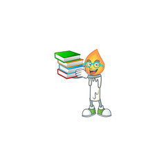 Canvas Print - Student with book white candle on mascot cartoon character style