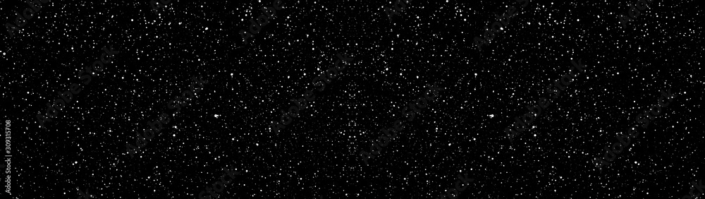 Chaotic white star bokeh on a isolated black background. falling blurry ...