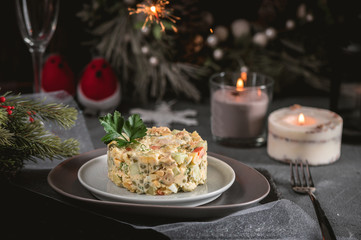 Traditional Russian Christmas and New year salad 