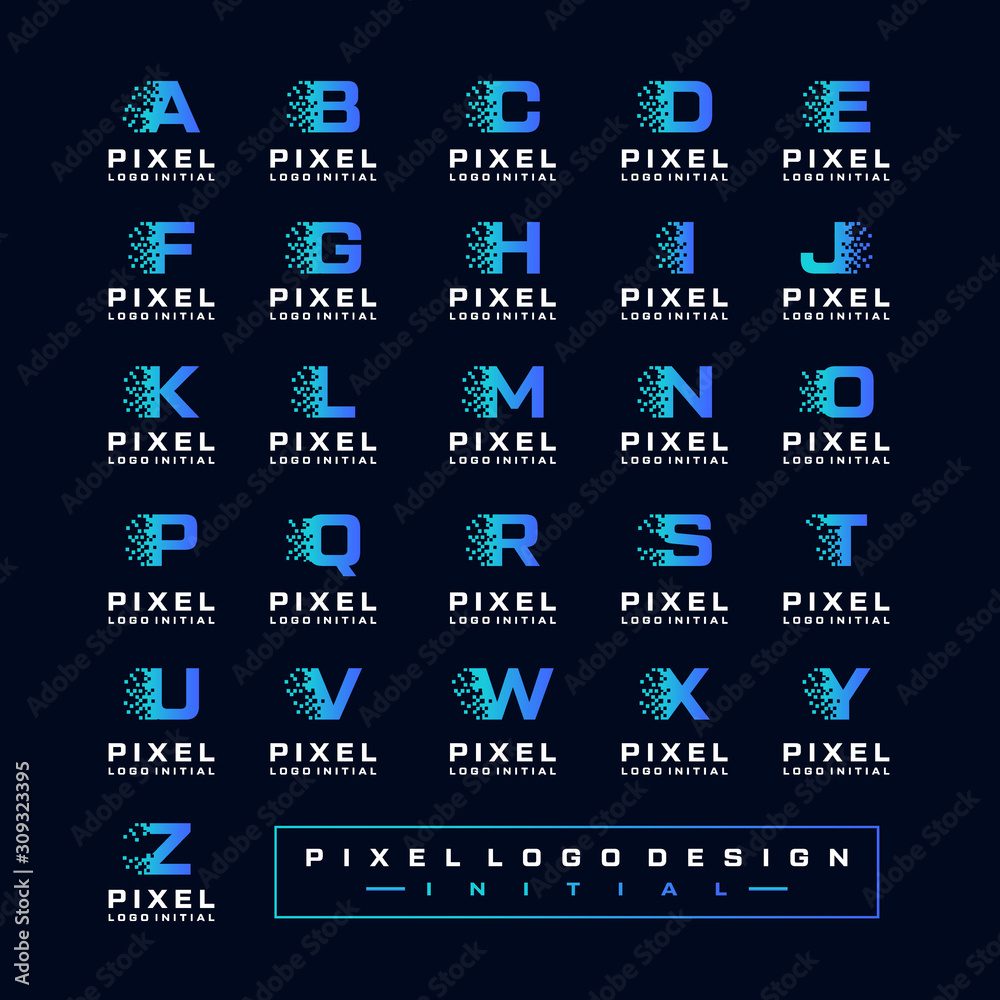 Set of Alphabet Pixel Logo Design Stock Vector | Adobe Stock