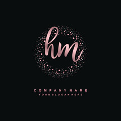 HM Beauty vector initial logo, handwriting logo of initial signature, wedding, fashion, jewerly, boutique, floral and botanical with creative template for any company or business