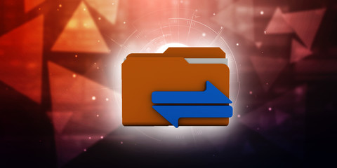 Poster - 3d rendering Folder with Upload Download Icon