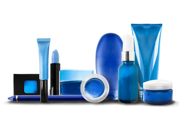 Wall Mural - Blue cosmetic jars