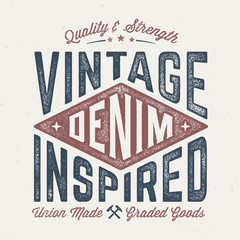 Poster - Vintage Inspired Denim - Aged Tee Design For Printing