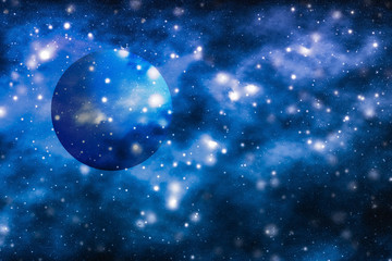 Wall Mural - stars, planet and galaxy in cosmos universe, space and time travel science background